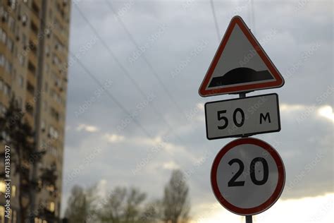 Road signs for driver safety. Stock Photo | Adobe Stock