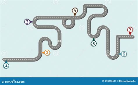 Gráfico De Mapa De Ruta Con 7 Puntos De Control En Flujo De Trabajo