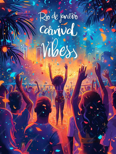 Premium Photo | Poster of Rio De Janeiro Text and Slogan Carnival Vibes