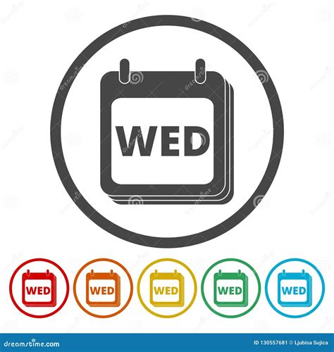 A Wall Calendar With The Word Wednesday Flat Colorful Buttons For