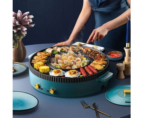 Nonstick Griddle 2in1 Grill Pan Hot Pot Hotpot Bbq Electric Cooker Smokeless Grill Shabu Pot