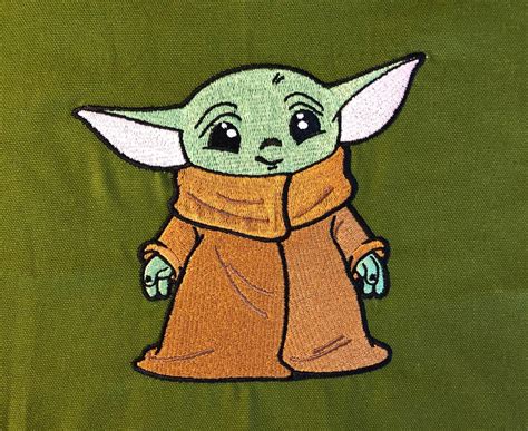 Embroidered Baby Yoda Design Super Hero And Comics Embroidered Boys