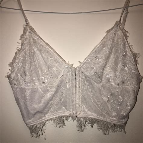 White Lace Bralet White Eyelash Lace Corset Depop