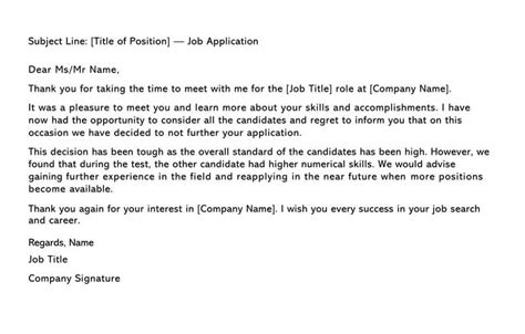 Sample Candidate Rejection Emails After An Interview