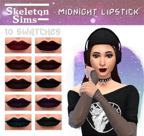 SkeletonSims : Midnight Lipstick Includes 10 swatches, spanning...