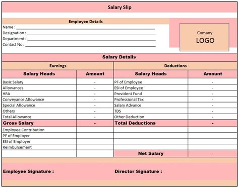 class info  salary slip format  excel sheet catfeel