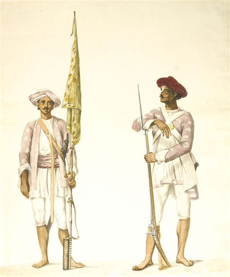 Two Studies Of Soldiers In Tipu Sultans Army Attributable To Robert