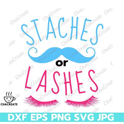 Staches Or Lashes Svg Gender Reveal Ideas Svg Digital Etsy