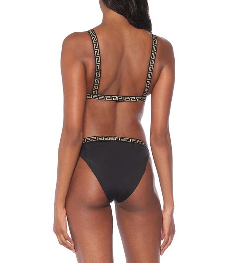 Versace Greek Key Bikini Top Black Editorialist