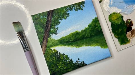 Calm Lake Paintinglandscape Paintingacrylic Painting Tutorialacrylic