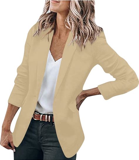 Laijianwang Womens Solid Color Long Sleeve Oversized Blazer Blazers