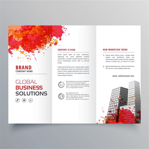 Abstract Red Ink Splatter Trifold Brochure Design Template Download