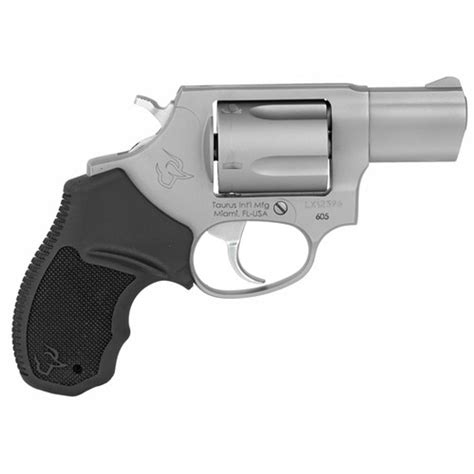 Taurus 605 Standard 357 Magnum 2 Barrel Black Rubber Stainless Steel Finish 5rd Impact Guns