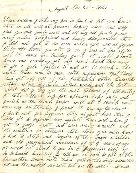 Civil War Letters Thankyou Letter