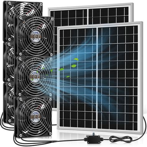 Gulfmew 2 Set Solar Fan 20W Solar Powered Fan for Chicken Coop with