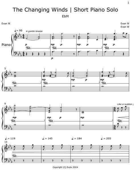 The Changing Winds | Short Piano Solo - Sheet music for Piano