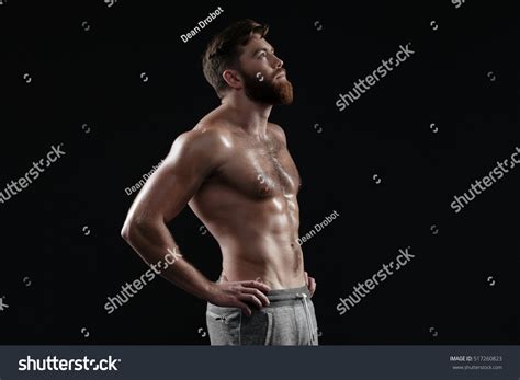 Naked Muscular Man Profile Isolated Dark Stock Photo Shutterstock