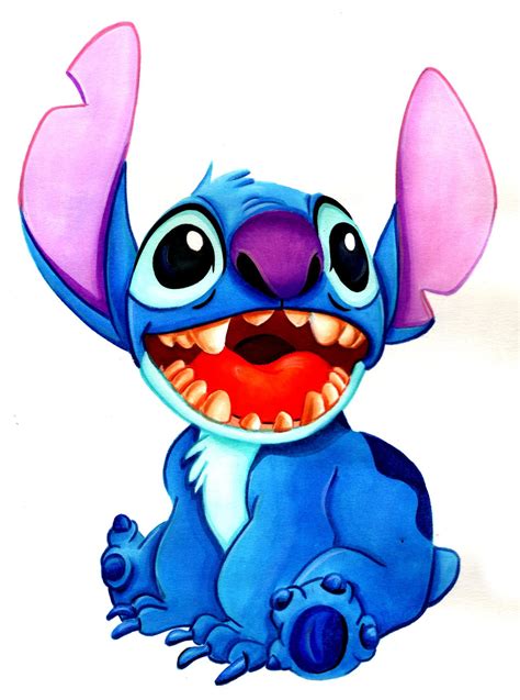 Ilustra de personagem Disney Stich Lápis e aquarela Personagens