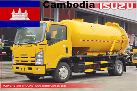 Cambodia Isuzu Npr Elf Vacuum Septic Cleaning Sewage Suction Tank Truck