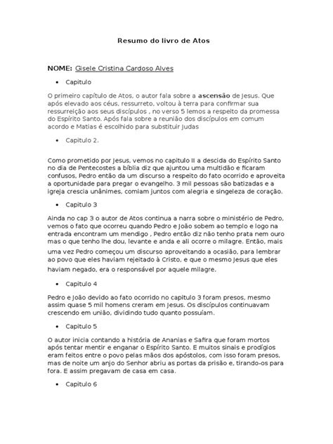 Resumo Livro De Atos - Resumo Do Livro de Atos | Atos dos Apóstolos | Apóstolo Paulo