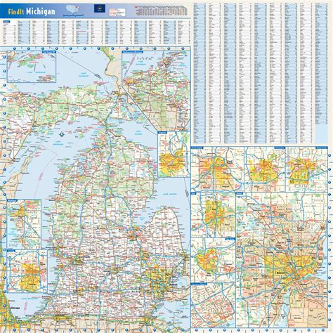 Large roads and highways map of Michigan state with national parks, all ...