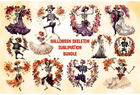 Dancing Halloween Skeleton Bundle Graphic by T-Bundle · Creative Fabrica