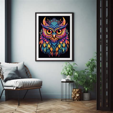Printable Owl Portrait Geometry Animal Poster Owl Symmetry Design Owl Digital Art Print INSTANT