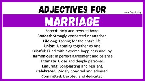20 Best Words To Describe Marriage Adjectives For Marriage Engdic