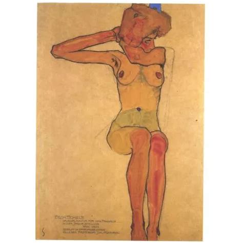Egon Schiele Seated Female Nude With Raised Right Arm Arthipo