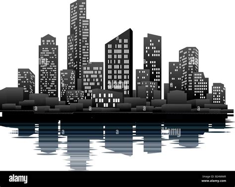 Illustration Of A Night Time City Skyline Stock Photo Alamy