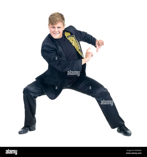 Disco Dancer Showing Some Movements Against Isolated White Background