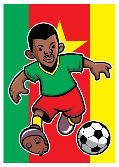 cameroon soccer player with flag background 20121711 Vector Art at Vecteezy