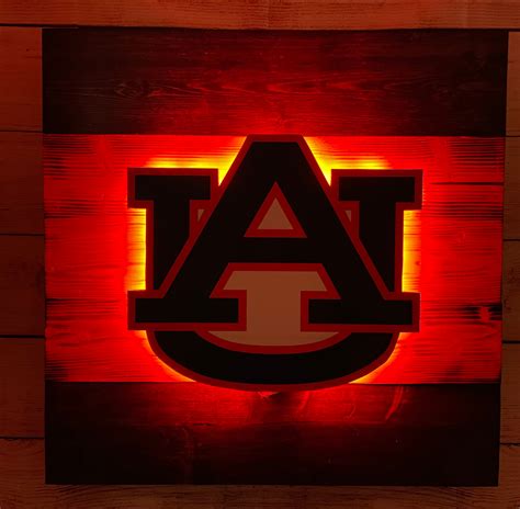 Auburn Tigers Rustic Wood Led Lit Mancave Wall Art Sign Etsy