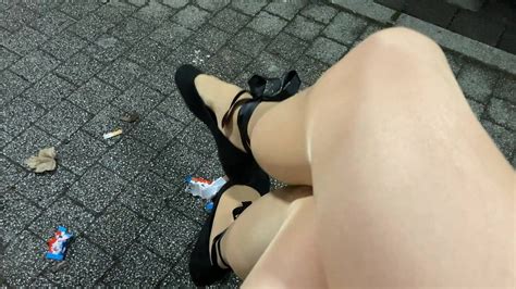 Crossdresser Posing Outdoor In Pantyhose At Tram Stop Austrian Gay Public Porn XHamster