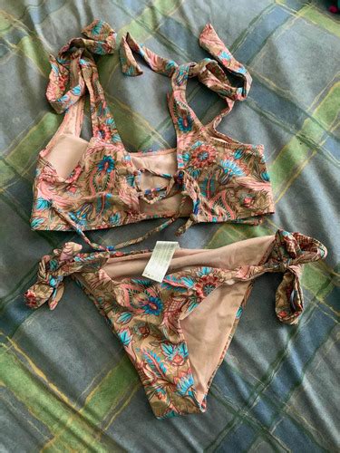 Bikini Talla M Café Con Flores Colores Crema Nuevo Cuotas sin interés