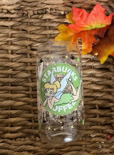 16 Oz Tinker B Glass Cup, Tinker B Coffee Glass, Starb Tink Glass Cup