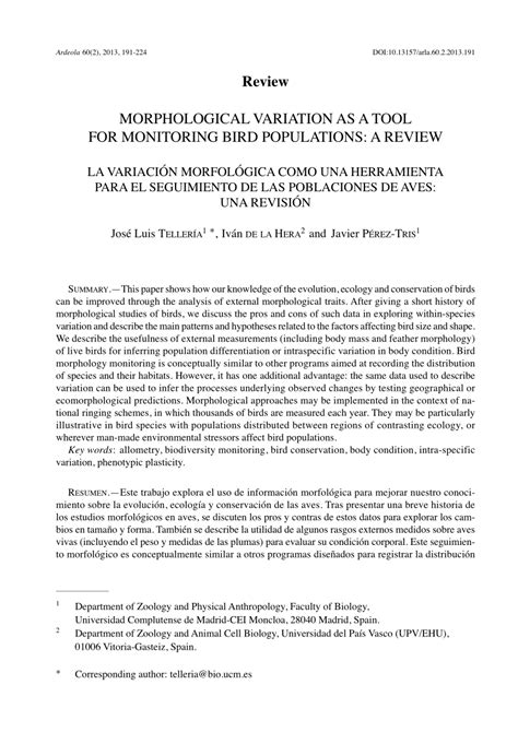 morphological variation   tool  monitoring bird populations
