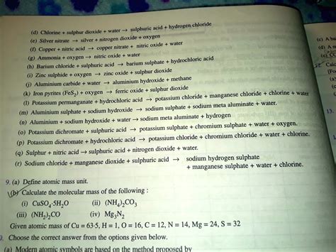 Solved Balance The Equations From Top To Bottom 1 Acid Hydrogen Chloride Water