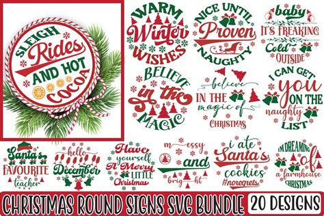 Christmas Round Signs SVG Bundle Bundle Creative Fabrica