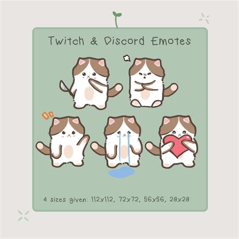 Twitch Discord Emotes Pack 5 Cute Cat Emotes Etsy