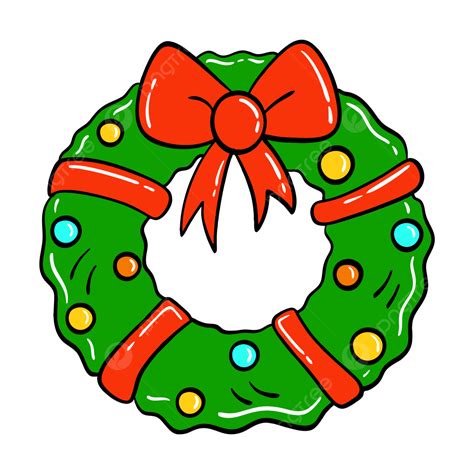 Christmas Wreath With Garland Vector Christmas Wreath Christmas