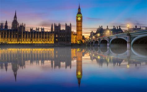 Big Ben Parliament London Bridge Thames Reflection