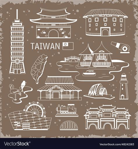 Taiwan Attractions Royalty Free Vector Image VectorStock