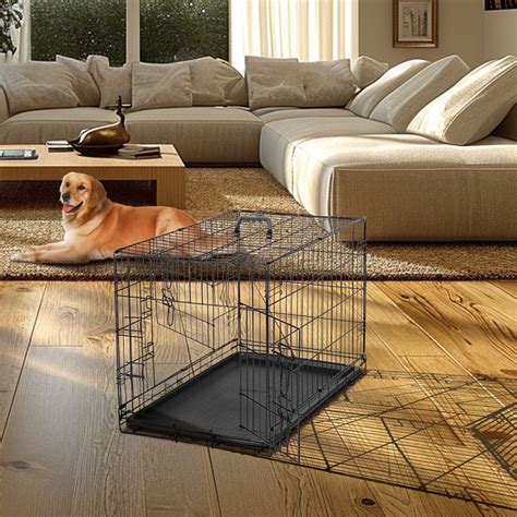 JOINSUN Dog Crate with Leak Proof Divider,Collapsible,Double Door Wire