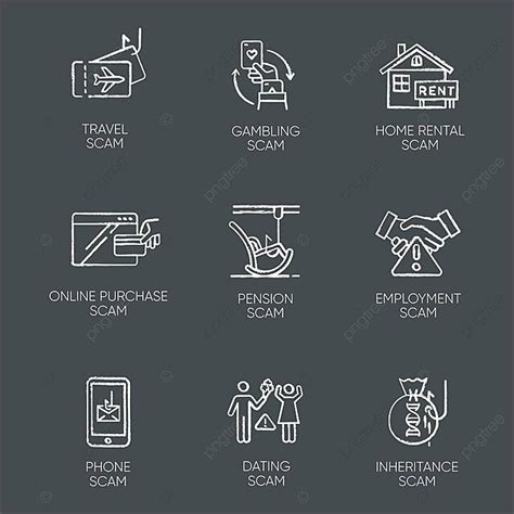 Chalk Icons Depict Various Types Of Scams Phishing Chalkboard Doodle