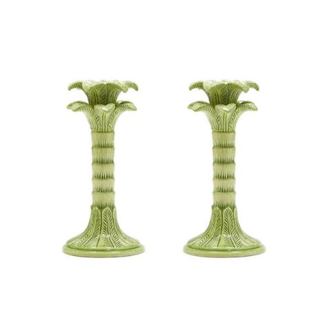 Colony Palm Taper Holder Set Green Cailini Coastal