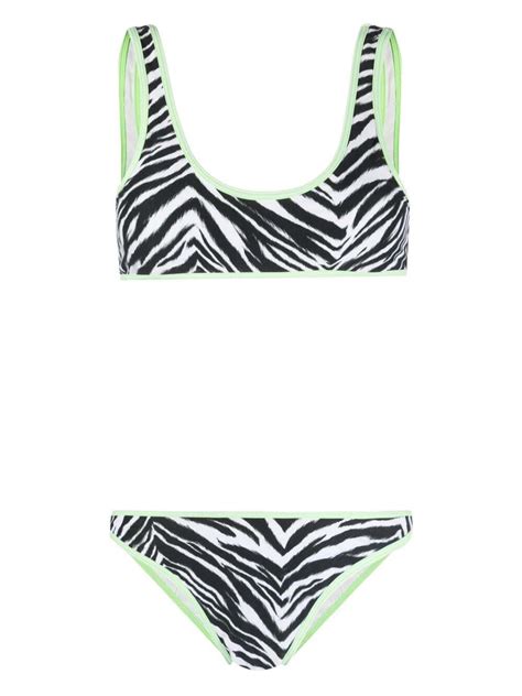 REINA OLGA Coolio Zebra Print Bikini Set Black Editorialist