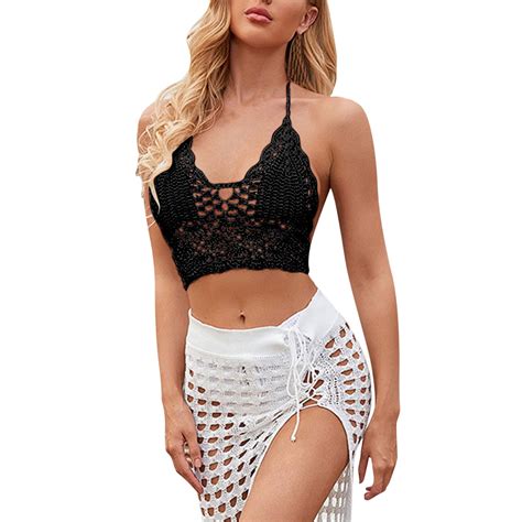 Pack Puawkoer Women Casual Solid Color Bikini With Cover Up Set Beach Style Hollow Woven