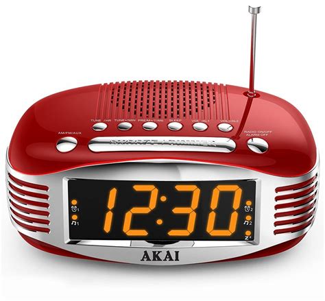 Akai Retro Style Radio Alarm Clock Red Ce1500r N3 Free Image Download