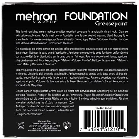 Buy Mehron Makeup Foundation Greasepaint 125 Oz Gold Online At